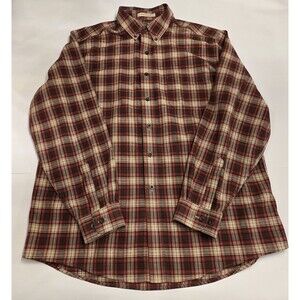 L.L. Bean Flannel Shirt Mens Large Traditional Fit Red Plaid Button Down Cotton